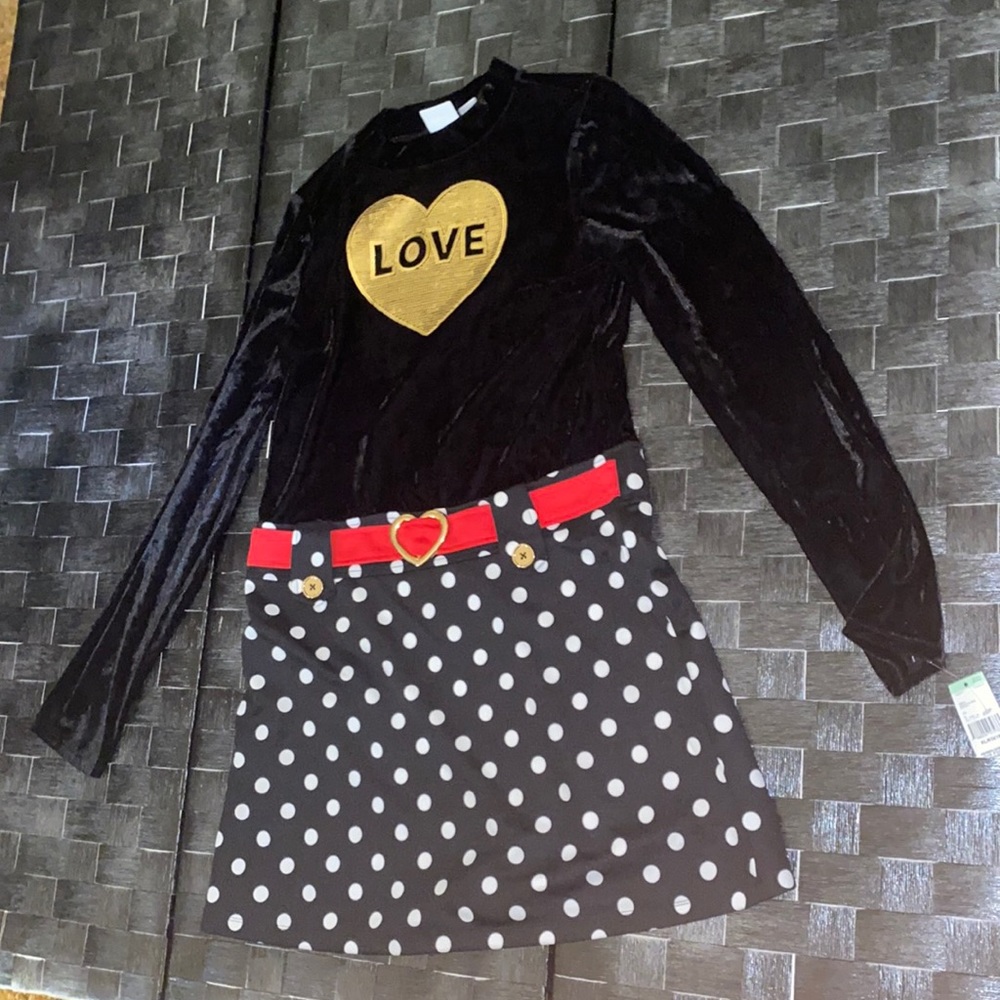 NWT CRB Black Polkadot with “Love” Dress
